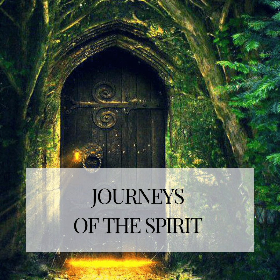 Mystical forest doorway symbolizing spiritual journeys.