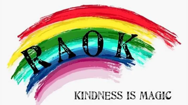 Rainbow with the word 'KAROK' and message 'Kindness is m'.